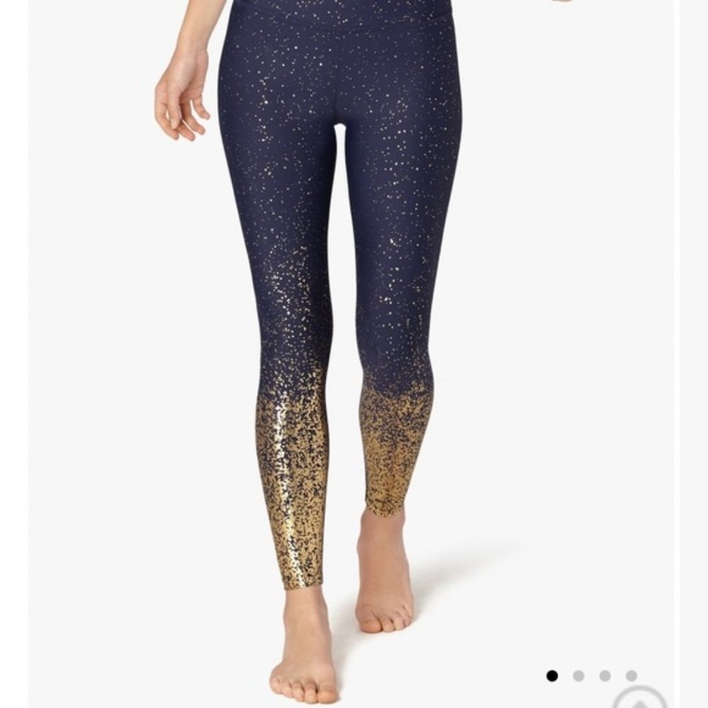 Blue/gold Beyond Yoga high waisted leggings